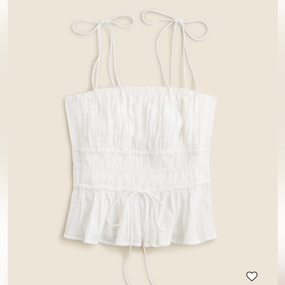 J. Crew white Smocked Crop Top